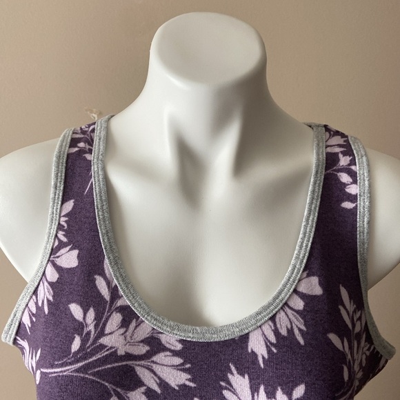 Live Love Lounge Karen Neuburger Purple & Gray Floral Cozy Tank Top Size Small - Picture 4 of 8